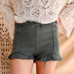 POL Apparel Chassidy Charcoal + Smocked Shorts