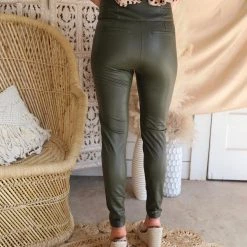 Blashe Apparel Olive Faux Leather Skinny Pants