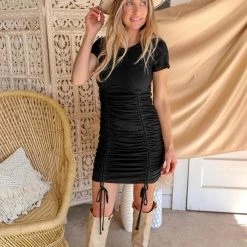 Lelis Ballencia Black + Round Neck Mini Dress