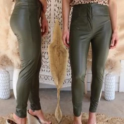 Blashe Apparel Olive Faux Leather Skinny Pants