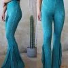 Blue Buttercup Best Sellers Turquoise Mineral Wash Fringe Pants
