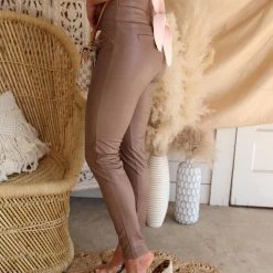 The Lace Cactus Mocha Faux Leather Skinny Pants Apparel