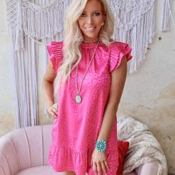 Jodifl Hot Pink Leopard Satin Dress