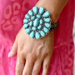 The Lace Cactus The Jenna Turquoise Stretch Bracelet Apparel