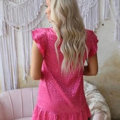 Jodifl Hot Pink Leopard Satin Dress