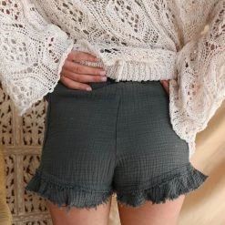 POL Apparel Chassidy Charcoal + Smocked Shorts