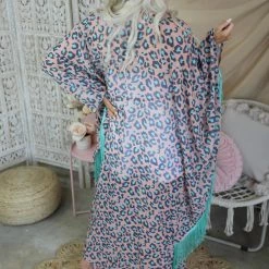 L & B Apparel Patsy Peach & Leopard Kimono