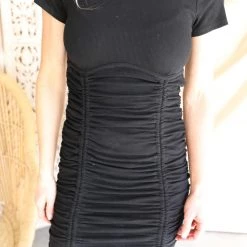 Lelis Ballencia Black + Round Neck Mini Dress