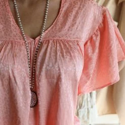 FSL Apparel Satin Coral Leopard Babydoll Top