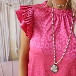 Jodifl Hot Pink Leopard Satin Dress