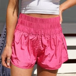 White Birch Hot Pink Smocked High Waist Shorts Apparel