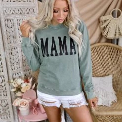 Zutter Olive Mineral Washed "Mama" Sweatshirt