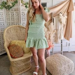 Love Is All Smocked Sage Tiered Dress