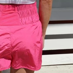 White Birch Hot Pink Smocked High Waist Shorts Apparel