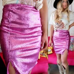 Cefian Apparel Metallic Purple Sequin Skirt