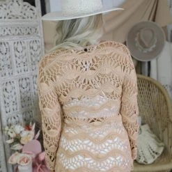 Woven Pink Apparel Nude Woven Crochet Tunic