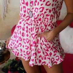 Caramela Malinda Magenta Leopard Romper