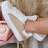 Let's See Style Footwear Wicker + White Sneakers