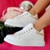 Cape Robbin Footwear White Quilted Gold Chain Sneakers