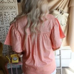 FSL Apparel Satin Coral Leopard Babydoll Top