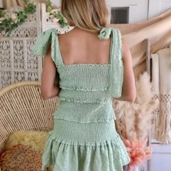 Love Is All Smocked Sage Tiered Dress