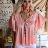 FSL Apparel Satin Coral Leopard Babydoll Top