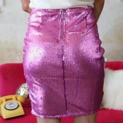 Cefian Apparel Metallic Purple Sequin Skirt