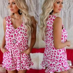 Caramela Malinda Magenta Leopard Romper