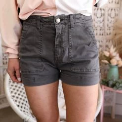 Listicle Charlotte Charcoal Cotton Twill Shorts Apparel