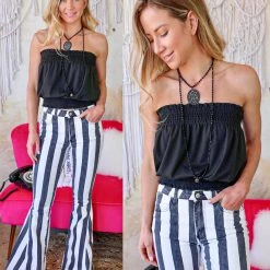 The Lace Cactus Bella Black Crop Top Apparel