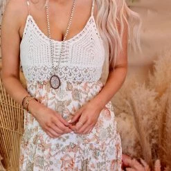 Flying Tomato Apparel Cammie Crochet And Paisley Maxi Dress