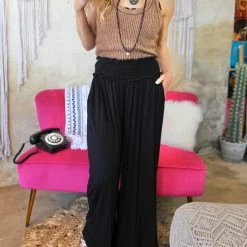 The Lace Cactus Apparel Paityn Black Wide Leg Palazzo Pants
