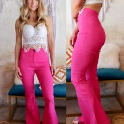 Daisy Apparel Fabulous Fuchsia Denim Flare Pants