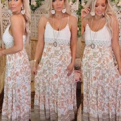 Flying Tomato Apparel Cammie Crochet And Paisley Maxi Dress