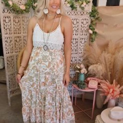 Flying Tomato Apparel Cammie Crochet And Paisley Maxi Dress