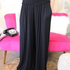 The Lace Cactus Apparel Paityn Black Wide Leg Palazzo Pants