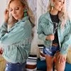 POL Jade Denim Rhinestone Jacket Apparel