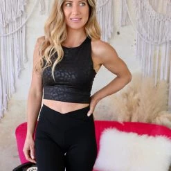 The Lace Cactus Apparel Brinley Black Tight Shorts With Overlapping Waistband