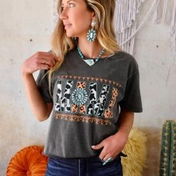 Zutter Black Washed "Mama" Graphic Crop Top