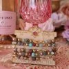 Apparel Pink Panache 5 Strand Multicolor Crystal And Natural Stone Bracelet Set