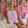 Lime N Chili Paige Pink Gingham Cami And Shorts Pajama Set