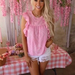 Made With Love Apparel Bubblegum Pink Bandana Ruffle Tank