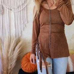 Blue Buttercup Maria Mocha Long Sleeve Top