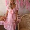 Cherry Cloth Picnic Time Pink Checkered Tie Front Dress Apparel