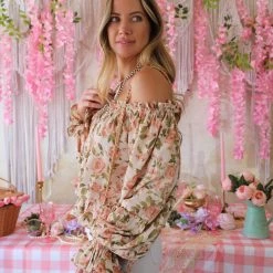 Dress Forum Los Angeles Apparel Fiona Floral Off Shoulder Crop Top