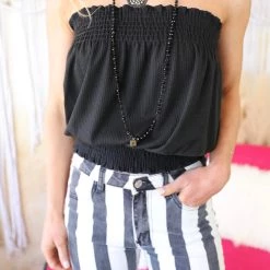 The Lace Cactus Bella Black Crop Top Apparel