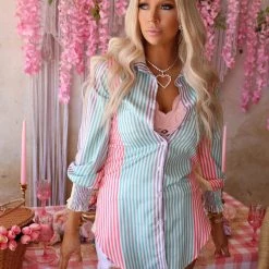 Mundefeis Multicolor Striped Long Sleeve Button Up Top Apparel