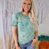 L&B Lucky And Blessed Apparel Jade Tie-dye Leopard Trim Tee