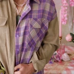 Better Be Lavender Plaid Long Sleeve Button Up Shirt