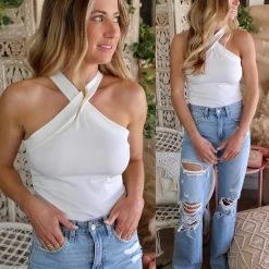 Mundefeis Apparel Wakeley White Halter Top